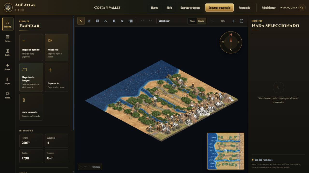 Vista actual del editor isométrico de Atlas Map Forge
